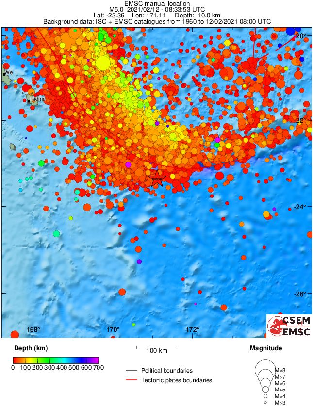 regional depth historical seismicity