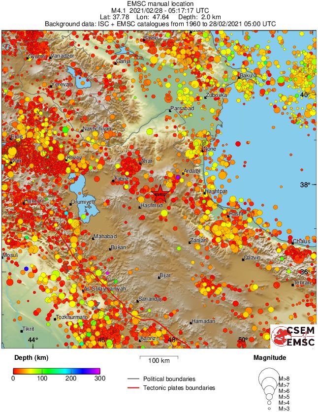 regional depth historical seismicity
