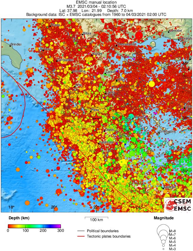 regional depth historical seismicity