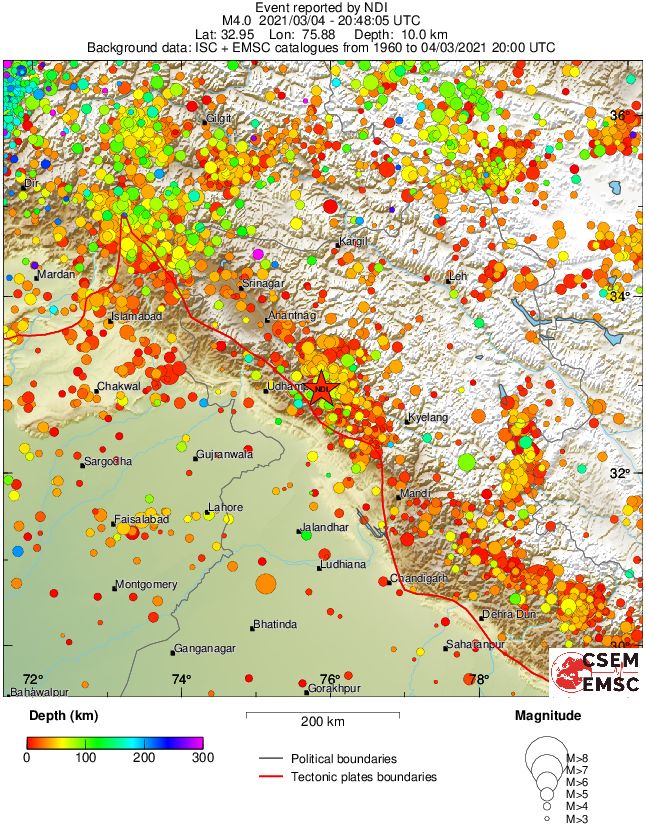 regional depth historical seismicity