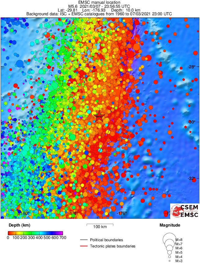 regional depth historical seismicity