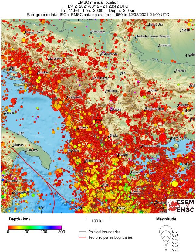 regional depth historical seismicity