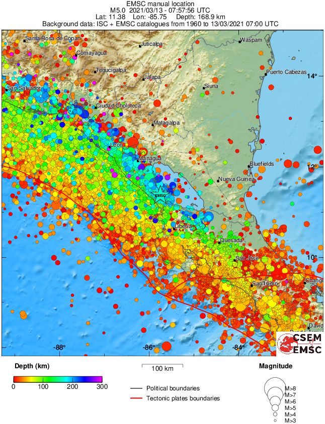 regional depth historical seismicity