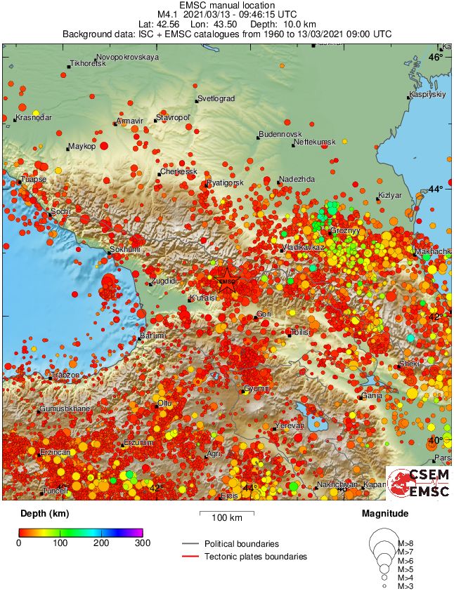 regional depth historical seismicity