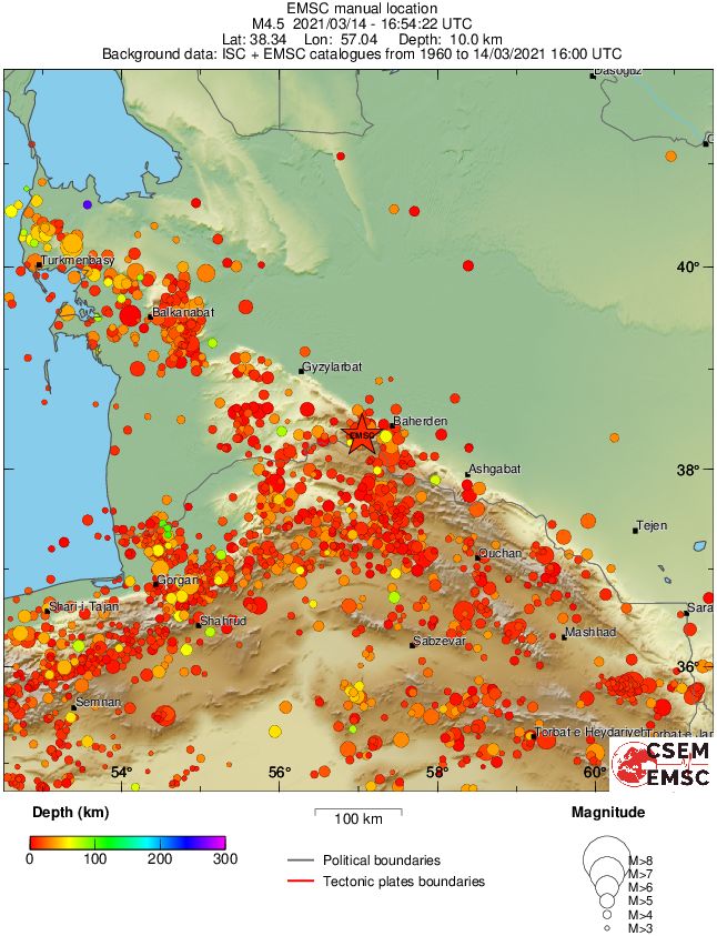 regional depth historical seismicity
