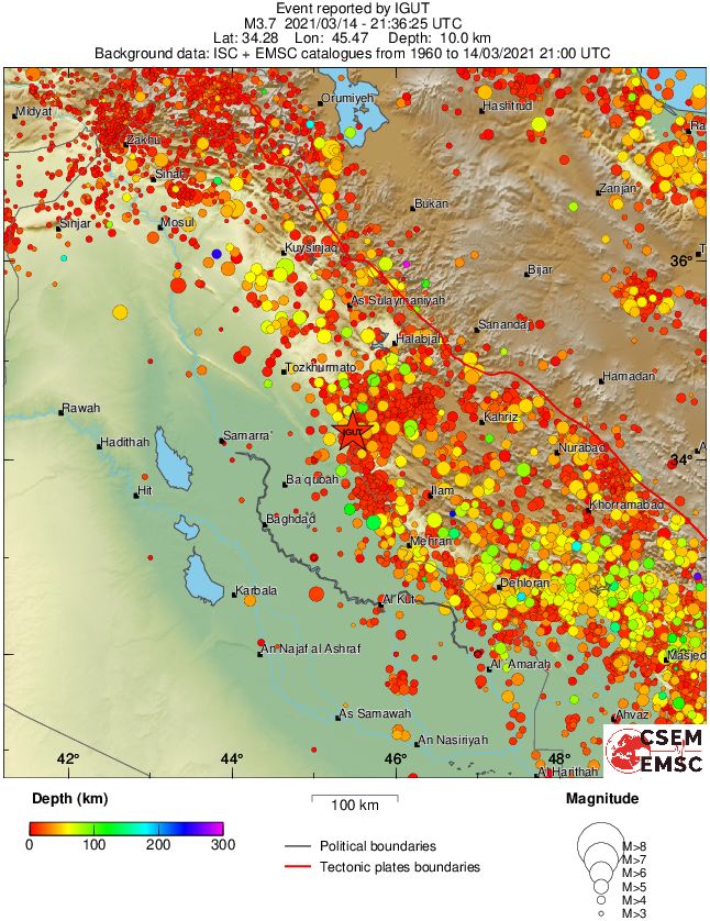 regional depth historical seismicity