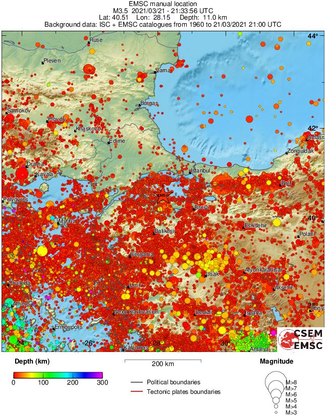 regional depth historical seismicity