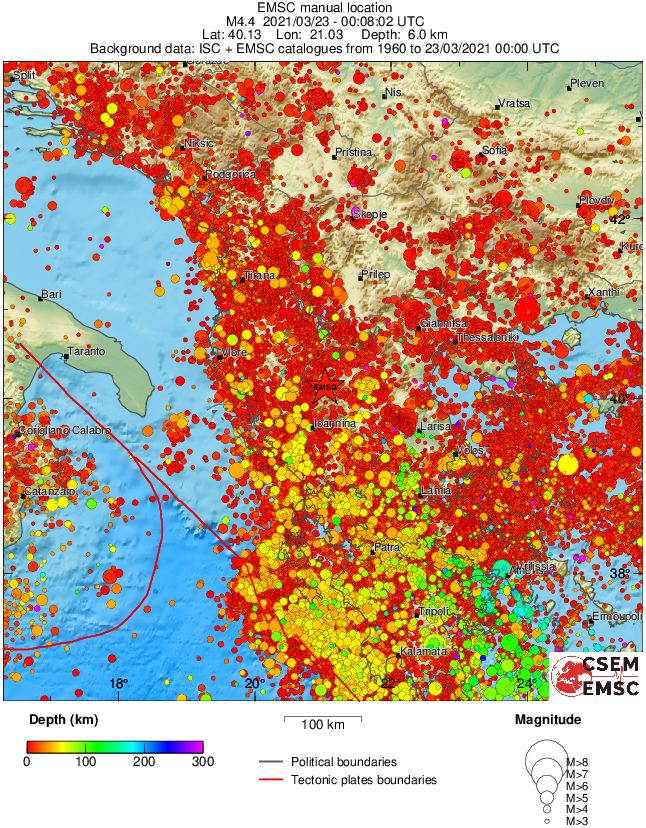 regional depth historical seismicity