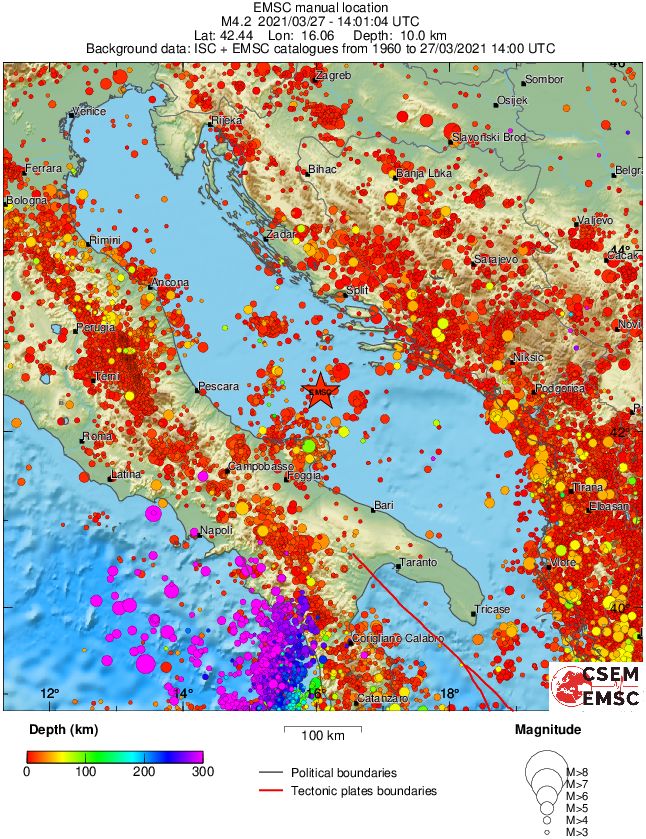 regional depth historical seismicity