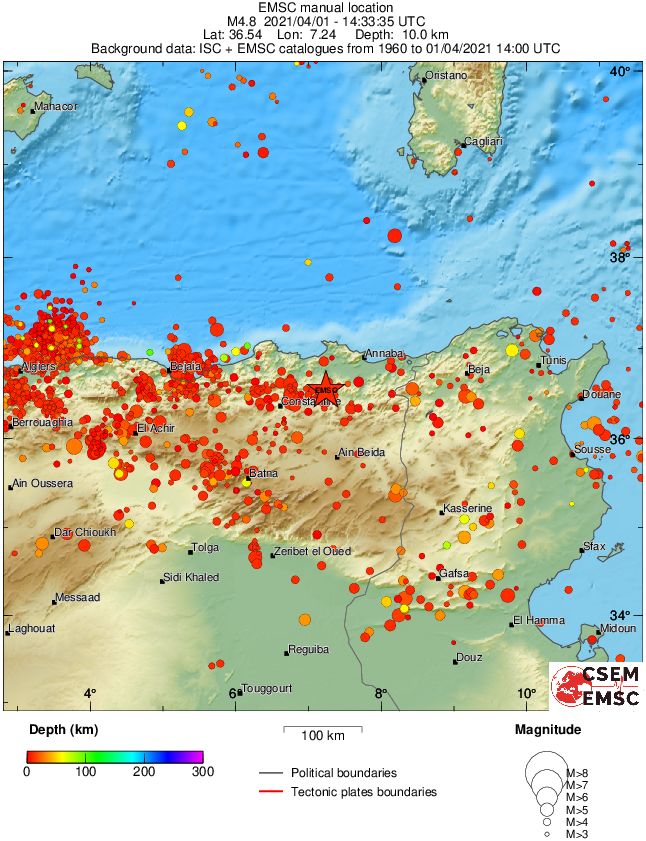 regional depth historical seismicity