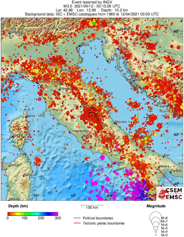 regional depth historical seismicity