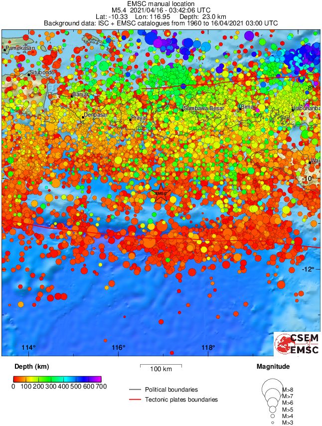 regional depth historical seismicity