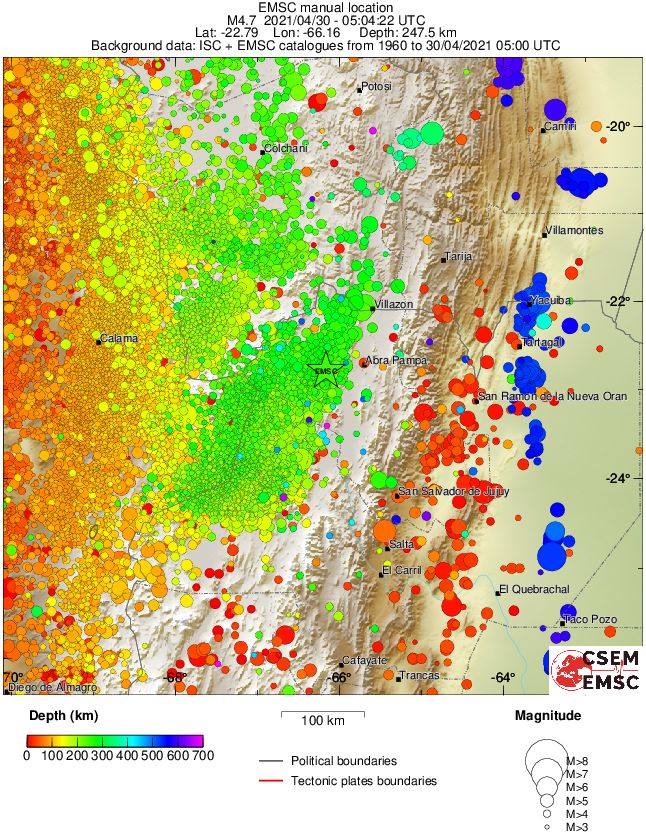 regional depth historical seismicity