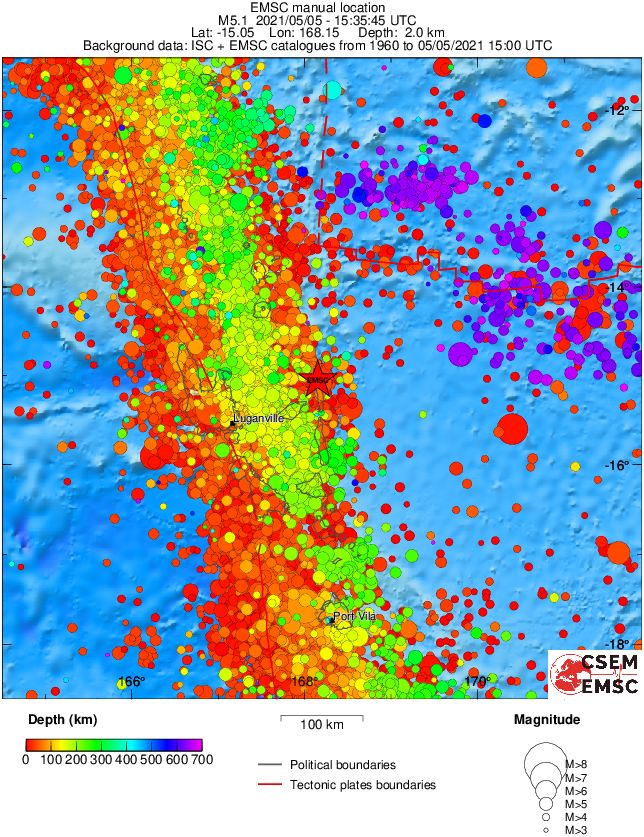 regional depth historical seismicity