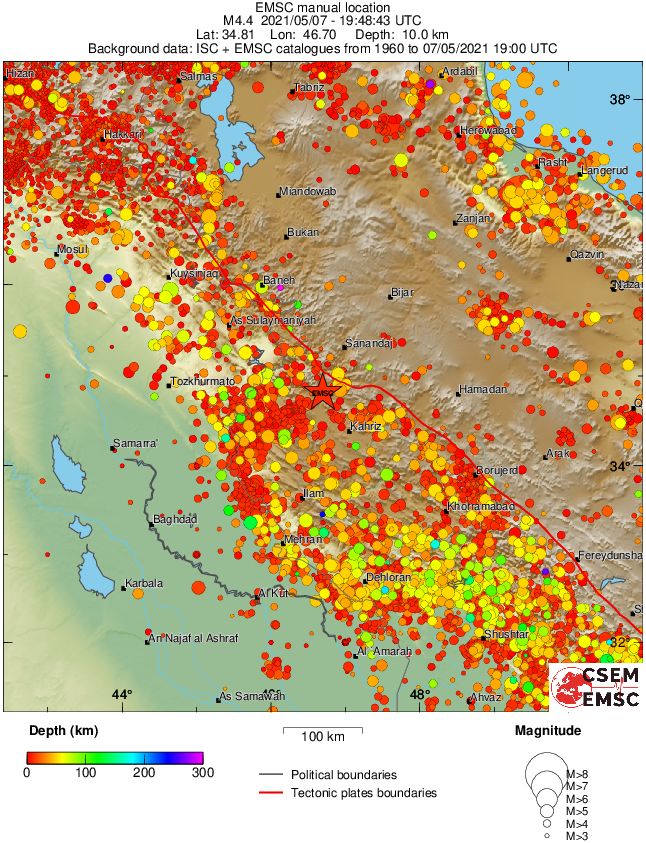 regional depth historical seismicity