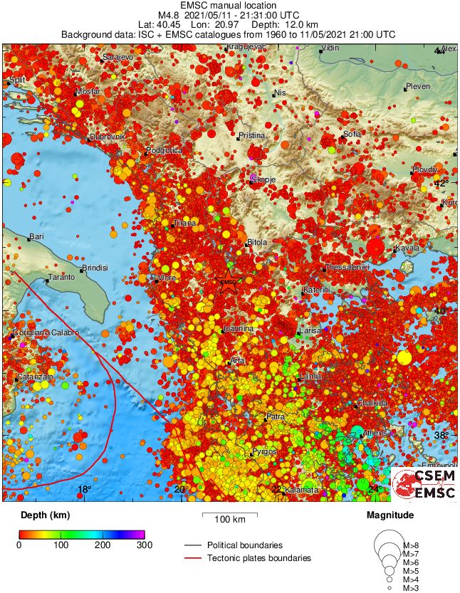 regional depth historical seismicity