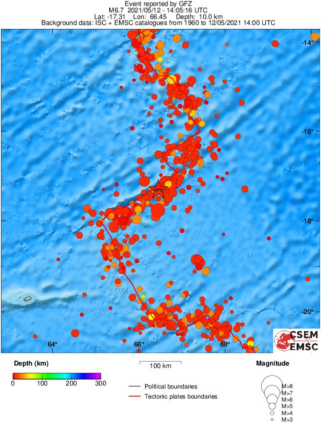 regional depth historical seismicity