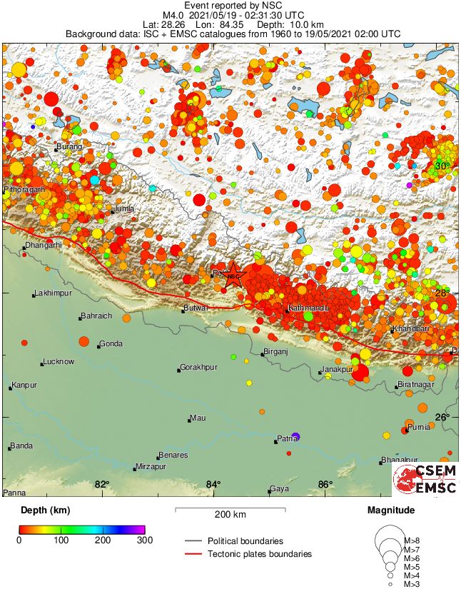 regional depth historical seismicity