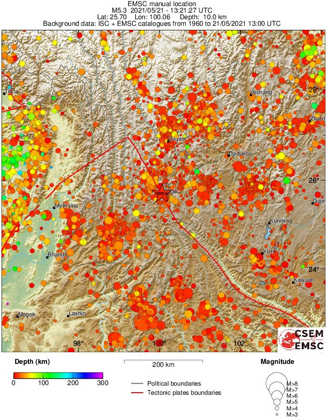regional depth historical seismicity