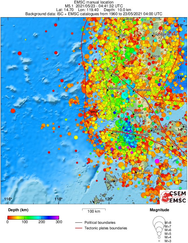 regional depth historical seismicity