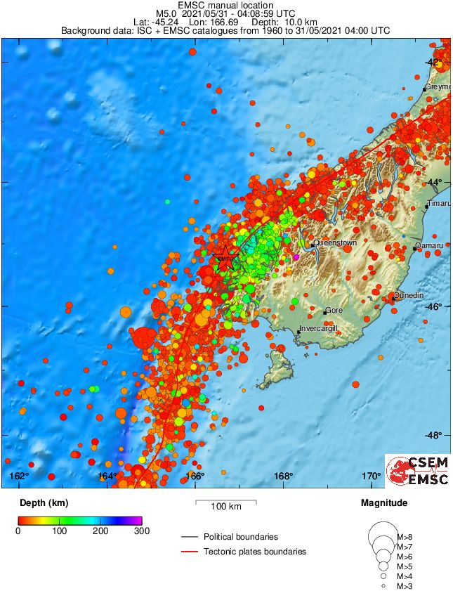 regional depth historical seismicity