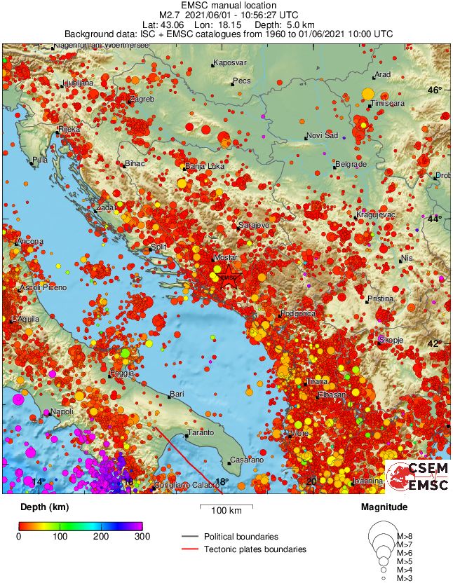 regional depth historical seismicity