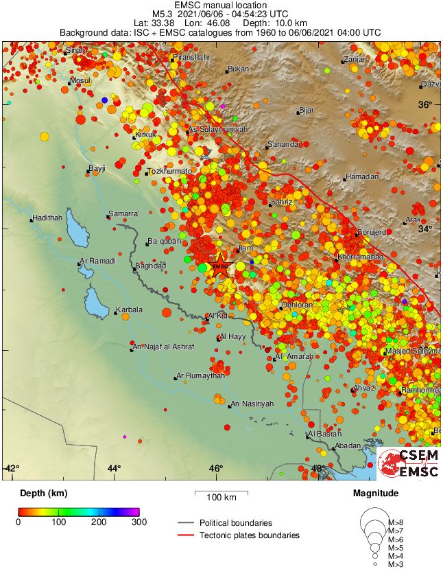 regional depth historical seismicity