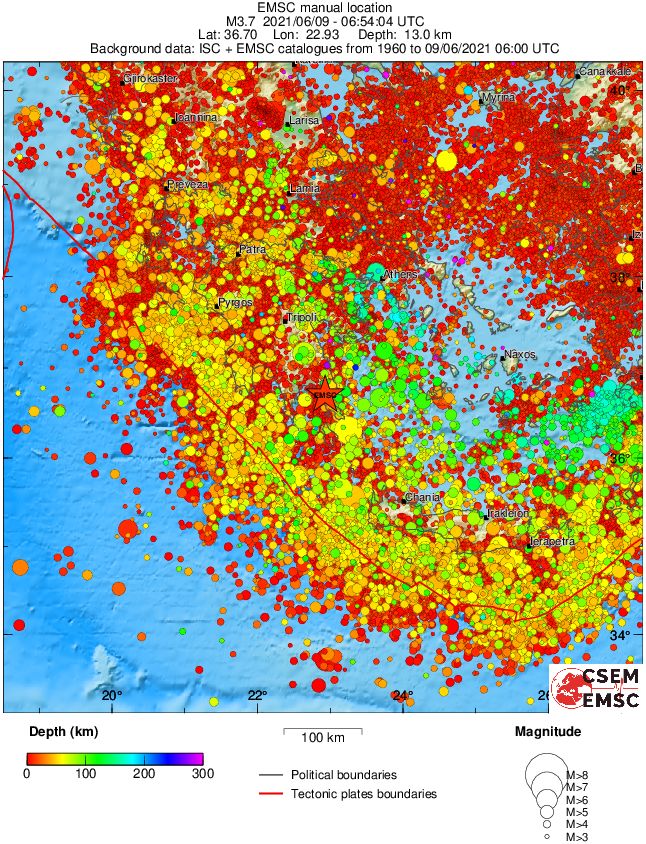 regional depth historical seismicity
