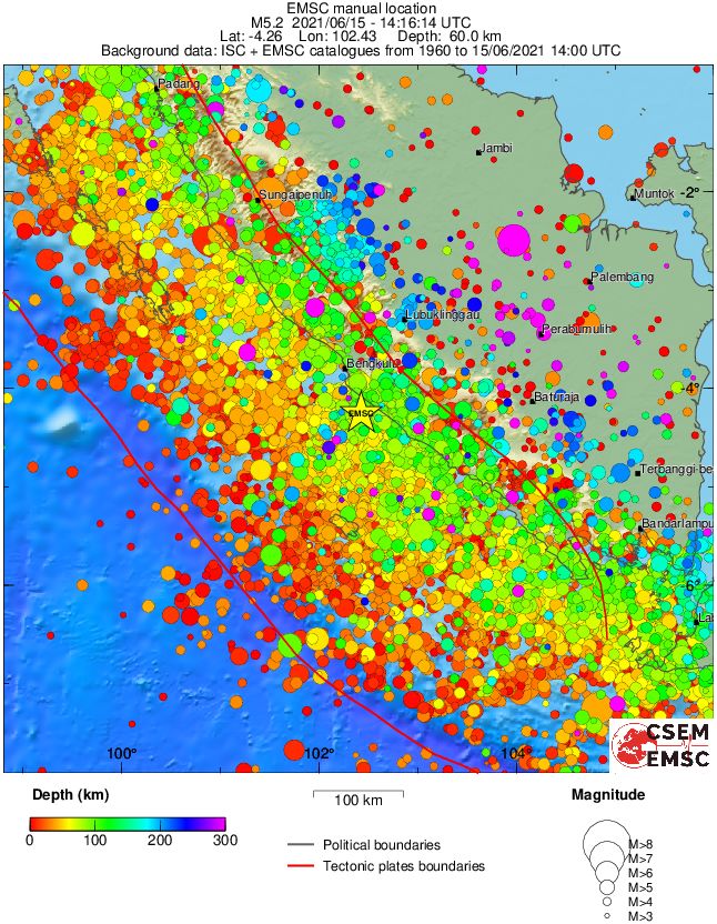 regional depth historical seismicity