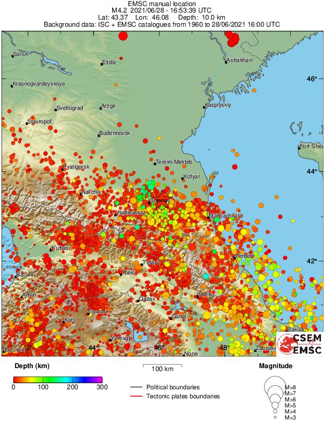 regional depth historical seismicity