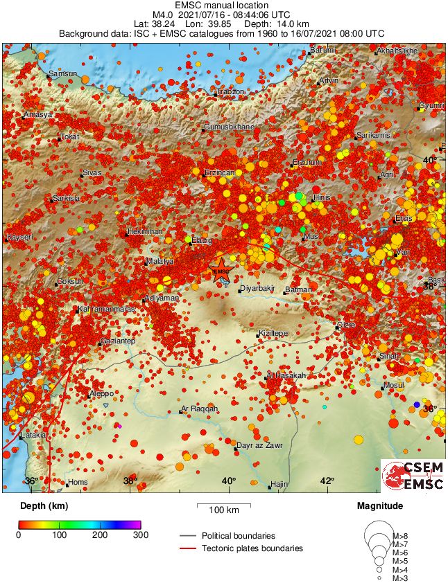 regional depth historical seismicity