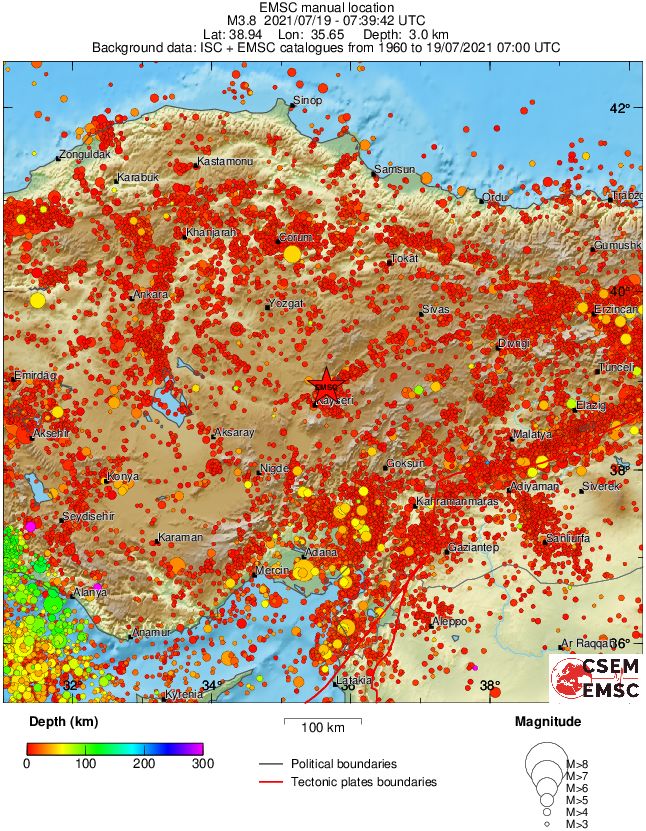 regional depth historical seismicity
