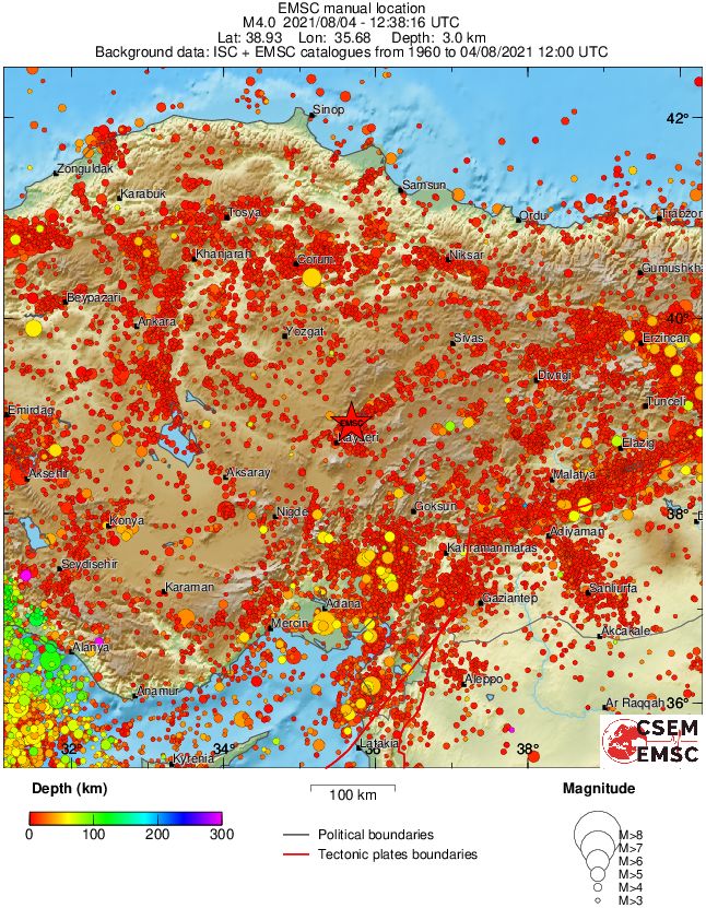 regional depth historical seismicity