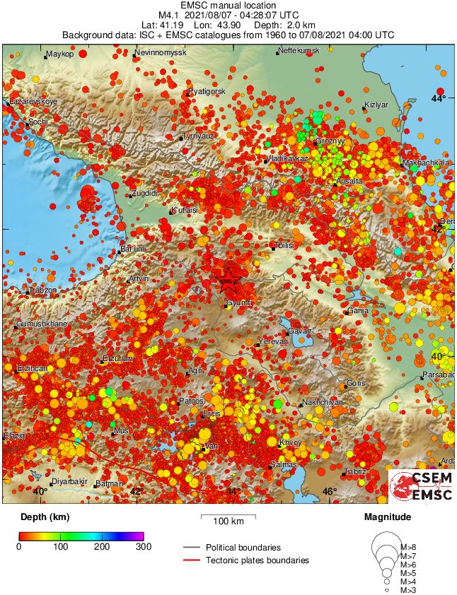 regional depth historical seismicity