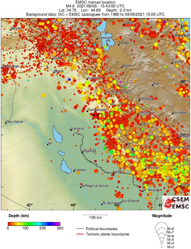 regional depth historical seismicity