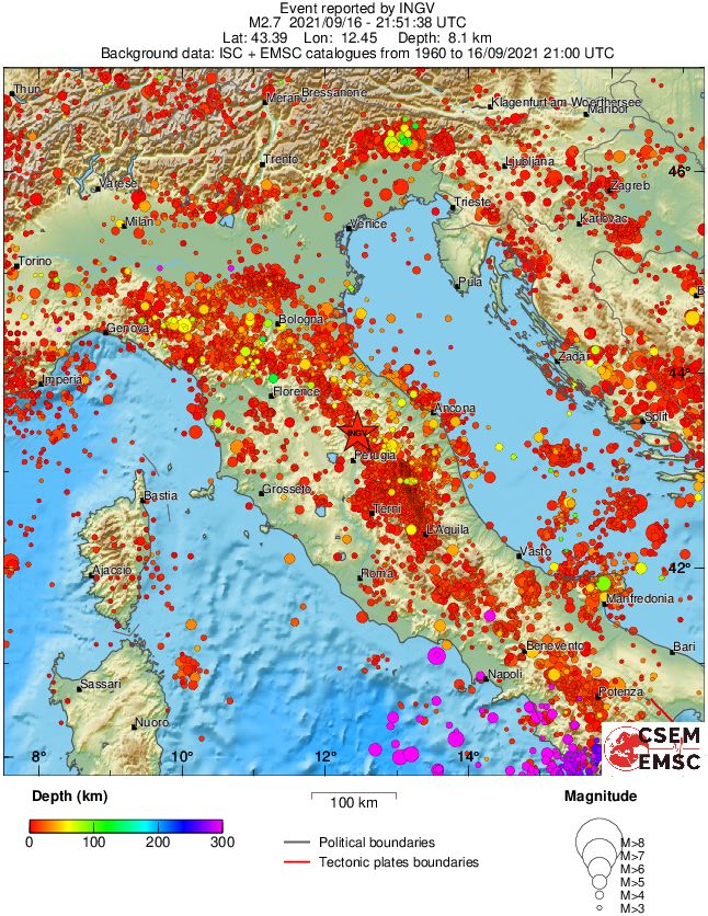 regional depth historical seismicity