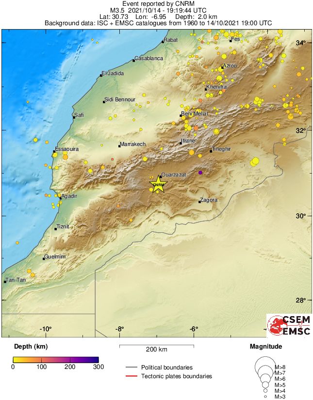 regional depth historical seismicity
