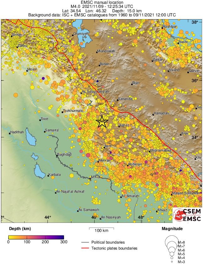 regional depth historical seismicity