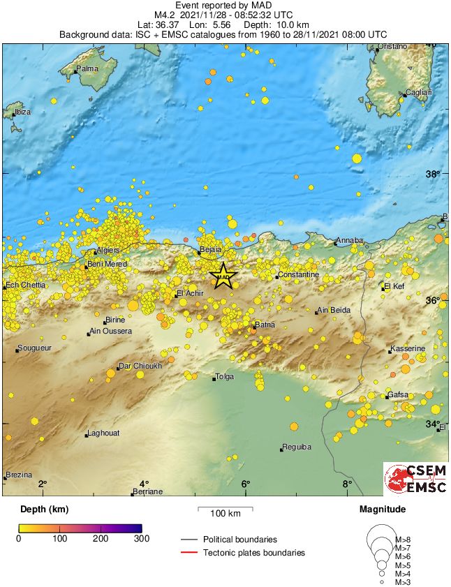 regional depth historical seismicity