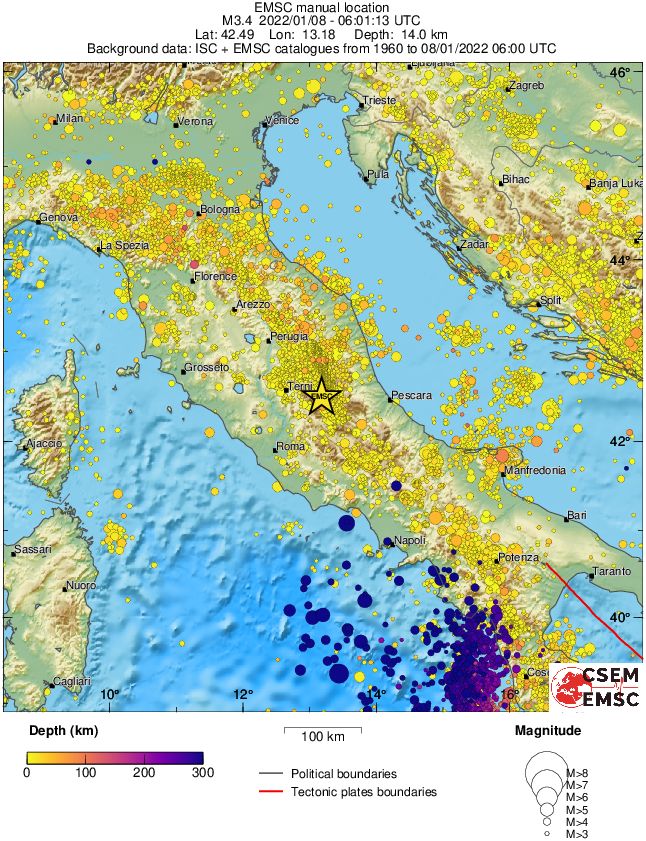 regional depth historical seismicity