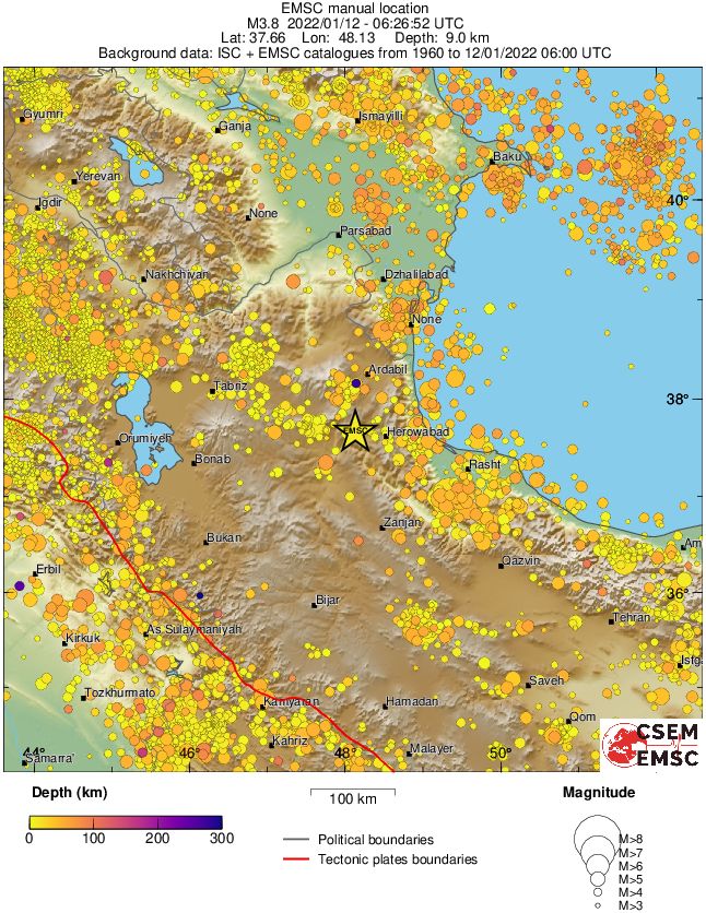 regional depth historical seismicity