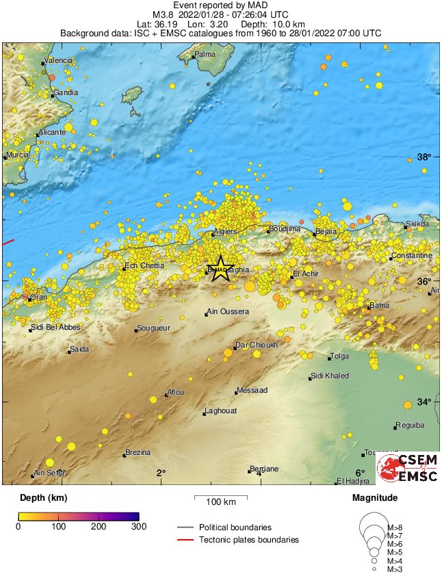 regional depth historical seismicity