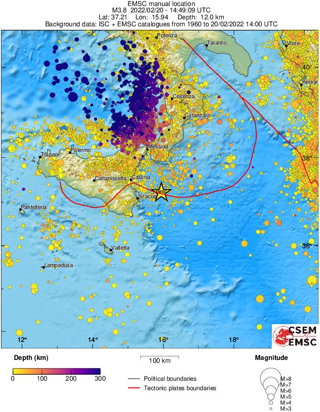 regional depth historical seismicity