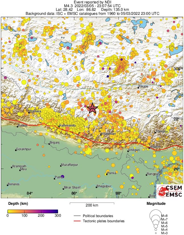 regional depth historical seismicity