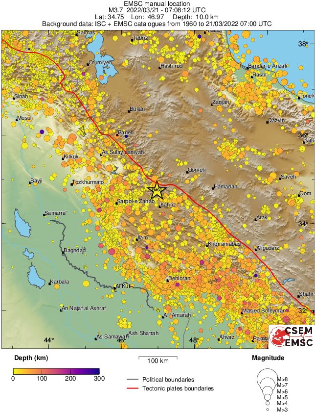 regional depth historical seismicity