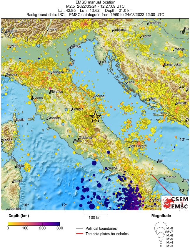 regional depth historical seismicity