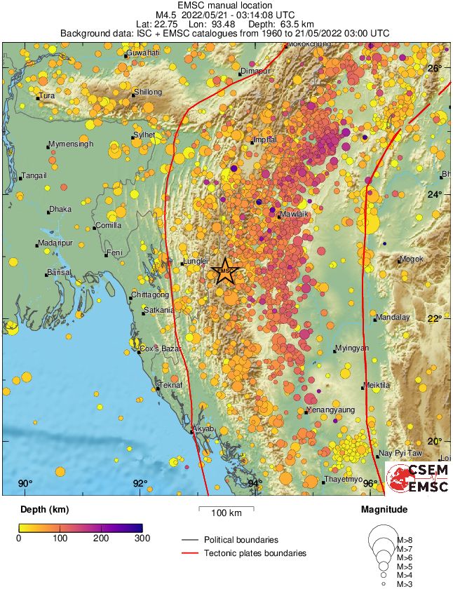 regional depth historical seismicity