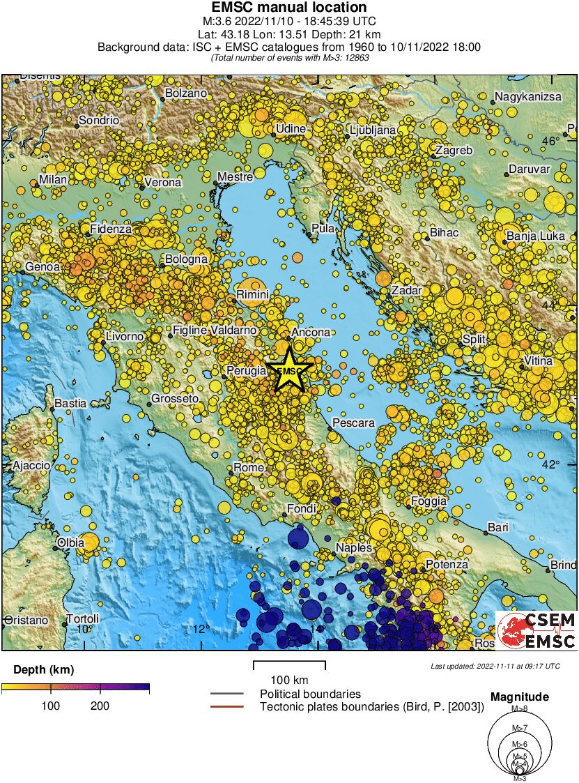regional depth historical seismicity