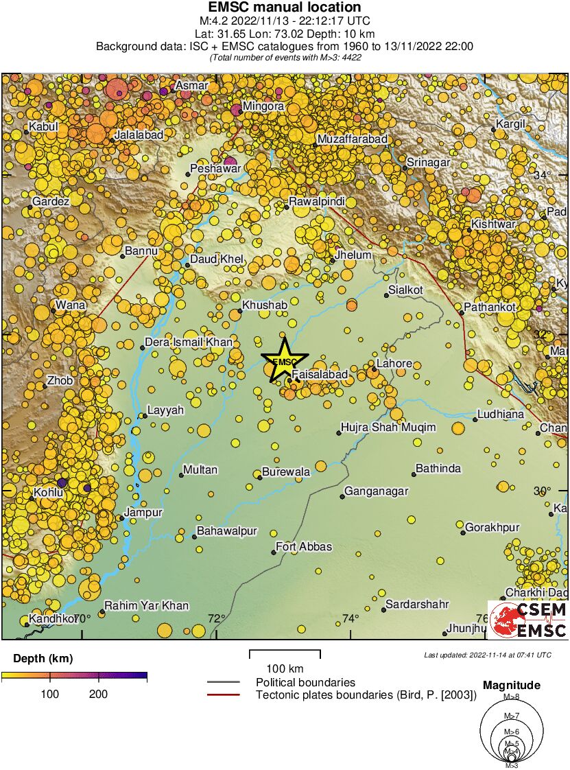 regional depth historical seismicity