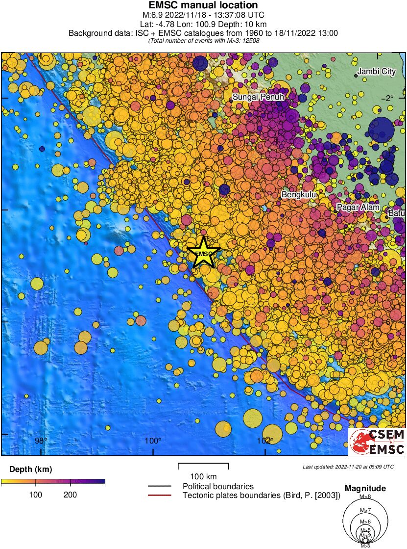 regional depth historical seismicity